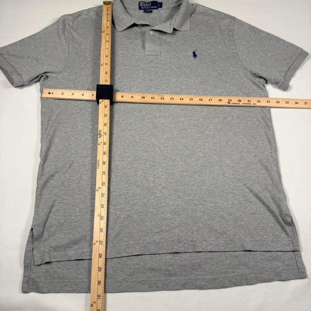 Polo Ralph Lauren Shirt L Gray Short Sleeve Cotton Classic‎ Fit Pony Logo SOFT